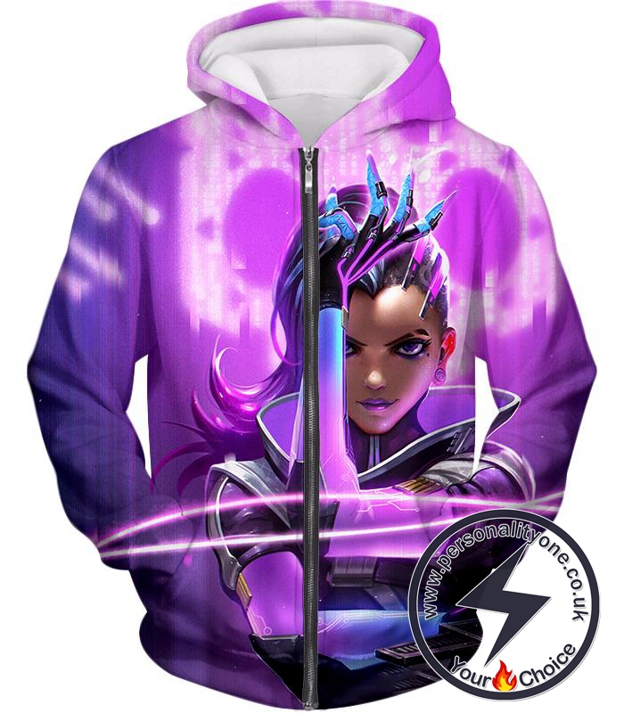 Overwatch Deadly Attacker Sombra Zip Up Hoodie